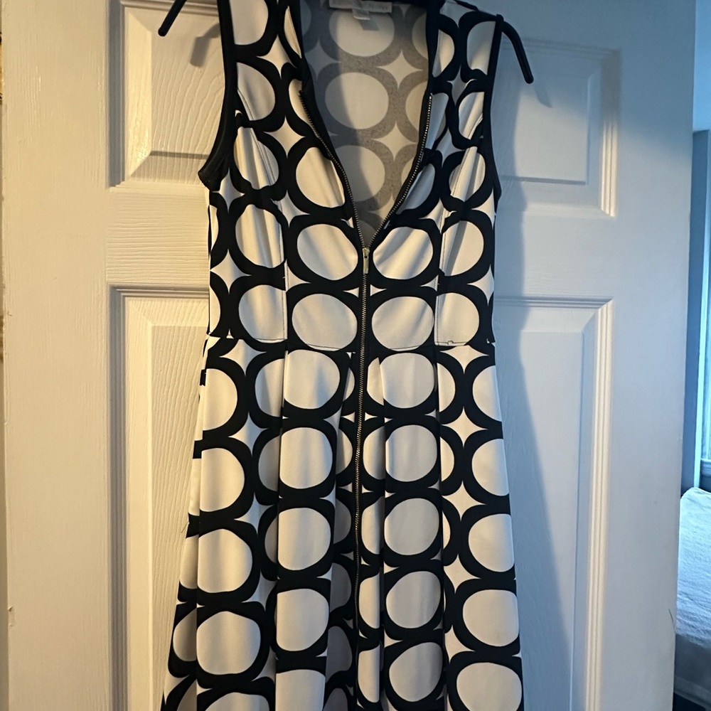Boston Proper Monochrome Circle Pattern Dress, Si… - image 1